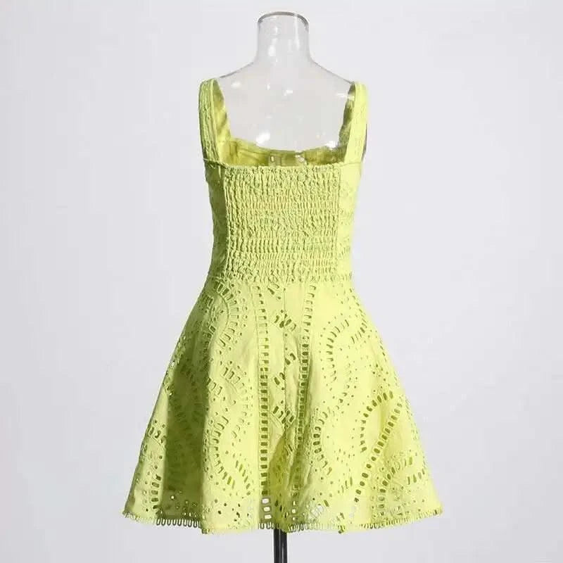 Summer Sundress Holiday Print Embroidery Cotton Short Cake Dress Women Sleeveless Tank Elastic Back Cocktail Party Vestidos