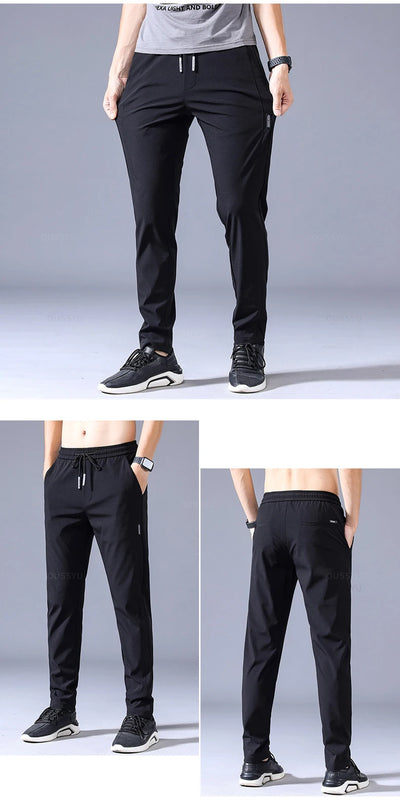 2025 Men's Trousers Spring Summer New Thin Green Solid Color Fashion Pocket Applique Full Length Casual Work Pants Pantalon