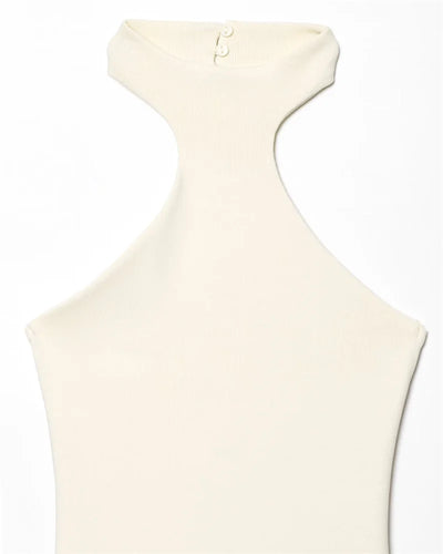 Women's Dress New Summer 2025 White Halterneck Panelled Dress Sexy off-the-shoulder design Elegant temperament Personality