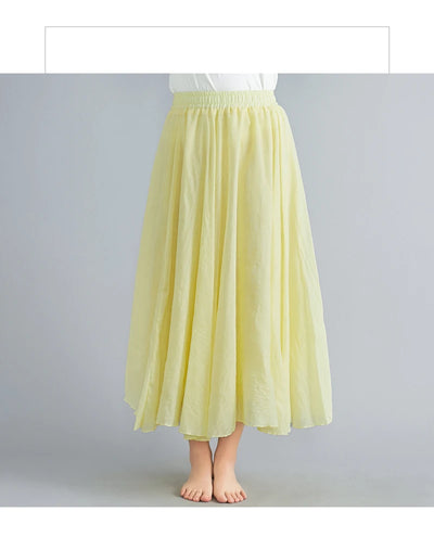 Fashion Cotton Linen Clothes Women Skirts Maxi Y2k Elegant Beach Saia Ropa Mujer Casual Vestido Boho Long Skirt Faldas Harajuku