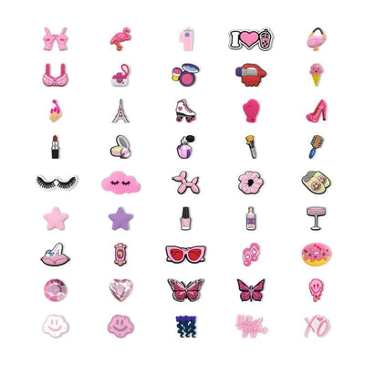 20//50/100pcs Random Pink Shoe Charms for Women Make Up Shoe Decorations Pins for Girls Gifts Sandal Accessories Flamingos