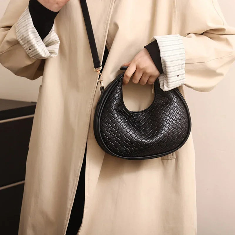 PU Leather Shoulder Bag Fashion Solid Color Lattice Crossbody Bag Small Bag Ladies Trend Luxury Designer Handbags