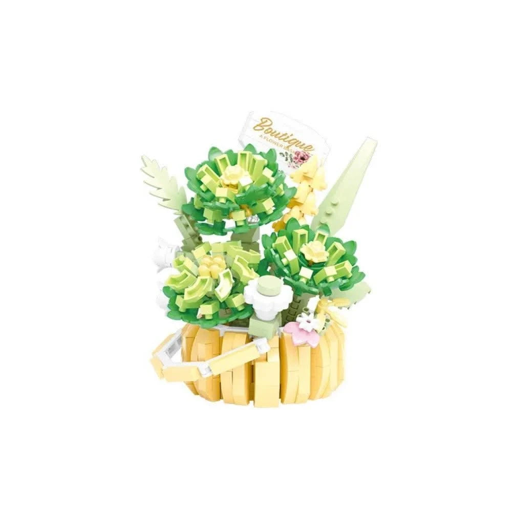 Garden Romantic Bricks DIY Potted Plants Model Bag Eternal Basket Bonsai Flower Succulents Building Blocks