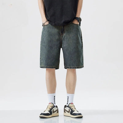 Summer men's seven inch jeans fashion design men's jeans slim fit straight leg short jeans casual loose wide leg denim shorts