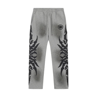 High Street Logo Embroidery Baggy Terry Sweatpants for Men and Women Joggers Loose Casual Sweat Pants Drawstring Trousers