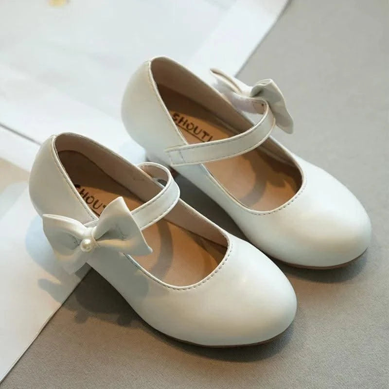 Children's Leather Shoes with Simple Bow  | Girls' Princess Shoes |Kids Dance Performance Shoes |for Parties, Flower Girls, Fancy Dress