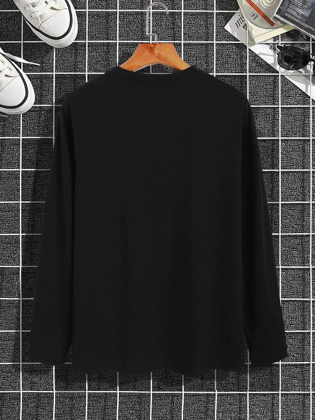 Trendy printed round neck long-sleeved T-shirt | Versatile |Casual Tops | Men's T-shirt