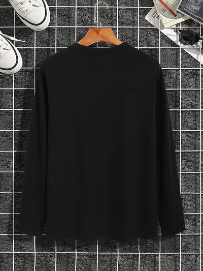 Trendy printed round neck long-sleeved T-shirt | Versatile |Casual Tops | Men's T-shirt
