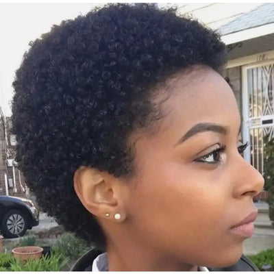 Human Hair Wigs Short Wig Machine Made Women Afro Kinky Curly Pixie Cut Wigs Black