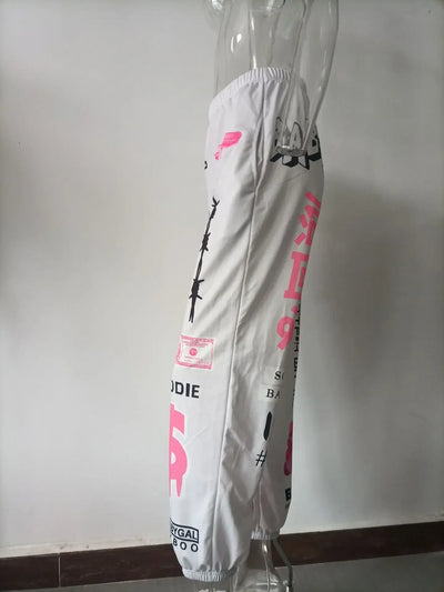 2024 New Women Fashion Elastic Waist Sports Casual Harem Pants Femme Joggers Trouser Printed Sweatpants