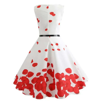 Summer Dress  Women Sleeveless Floral Print Vintage Retro 50s 60s Robe Swing Pinup Vestidos Tunic