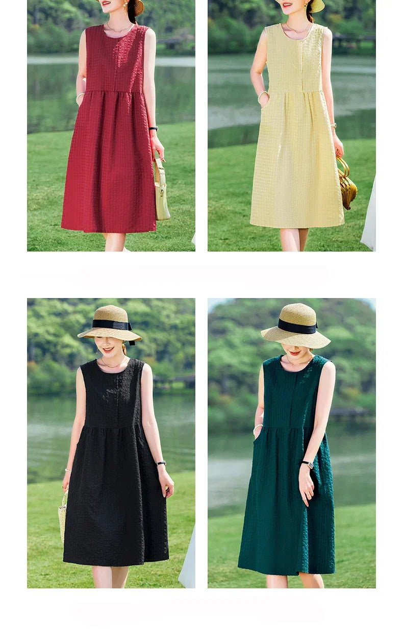 New Arrival Solid Summer dresses for Women Sleeveless plus size dresses vestido verano mujer