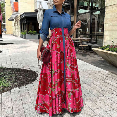 Elegant Dresses for Women Turn Down Collar Single Breasted High Waisted Floor Length Luxury Birthday Party Dinner Vestidos Mujer