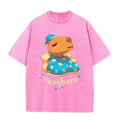 Printed T-shirt for Men and Women 2025 100% Cotton Soft Loose Casual Short Sleeved Animal Pattern T-shirt Cute Animal Fun Top