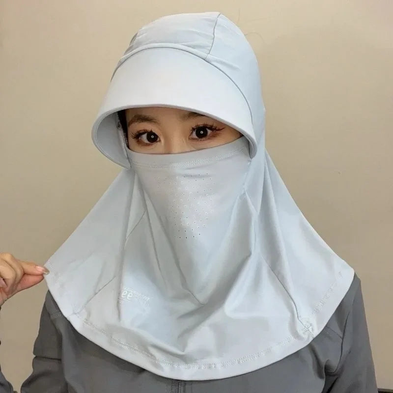 New sunscreen hat for women in summer, neck protection, face protection, cycling, sun hat, UV protection, face mask integrated