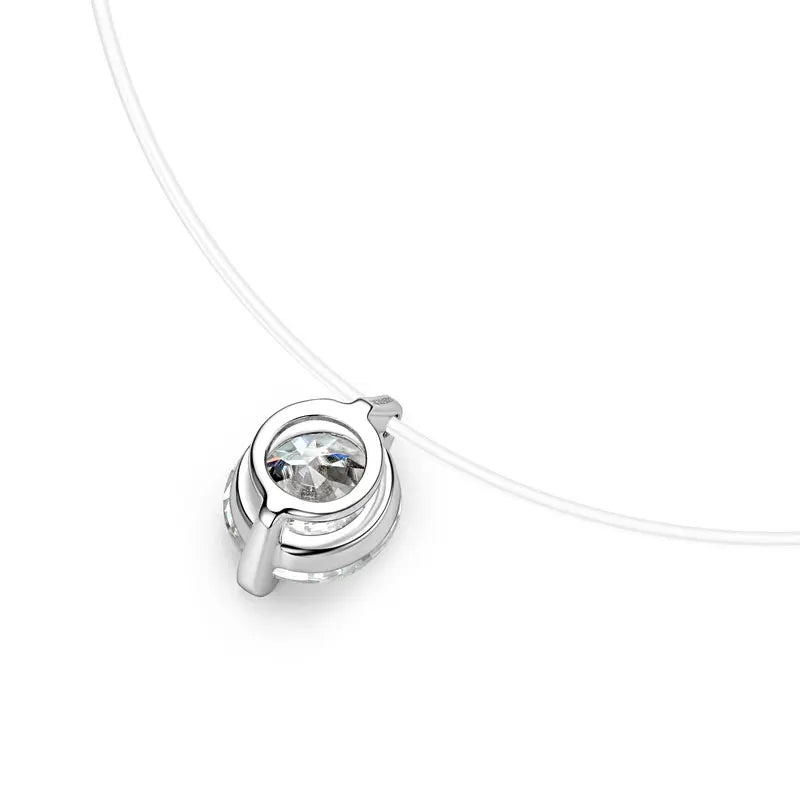 5mm 6.5mm 8mm Moissanite Pendant 925 Silver Solitaire Necklace for Women Invisible Fish Line Chain Jewelry Valentine's Gift 2025