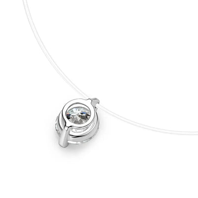 5mm 6.5mm 8mm Moissanite Pendant 925 Silver Solitaire Necklace for Women Invisible Fish Line Chain Jewelry Valentine's Gift 2025