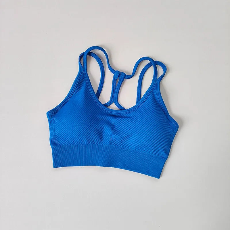 Women Breathable Sports Bra  Anti-sweat Fitness Top  Seamless Yoga Bra Gym Crop Top Brassiere Push Up Sport Bra Gym Workout Top