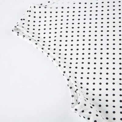Sleeveless Short Dot Print Women Dresses Slim Fit Elegant Simple Office Lady Trendy Clothes