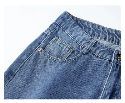 Men's Straight-Leg Jeans, Minimalist for All Seasons, Loose with Drape, Narrow-Wide Leg, Retro Casual Long Pants, Sizes 28-38