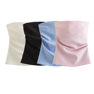 TRAF Top Women Summer Tanks&Camis Corset Tops Ladies Fashion Casual Sexy Elegant White Black Blue Pink Sleeveless Tank Tops