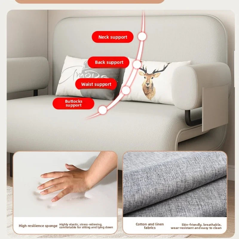 Sofa bed folding dual-purpose small apartment living room Internet celebrity telescopic bed single balcony