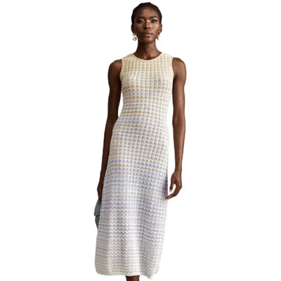 Luxurious Women Party Elegant Sequin Vest Knitted Dress Slim Sleeveless Long Dresses 2025 Summer New Female Vacation Chic Robes