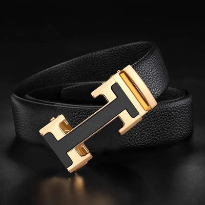 High Quality Alloy Buckle Genuine Real Leather Vintage H Automatic Buckle Belt for Men | Male