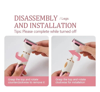 4 in 1 Women's electric epilators Hair trimmers for underarms, bikini, arms, legs, face and beard Portable and painless epilator