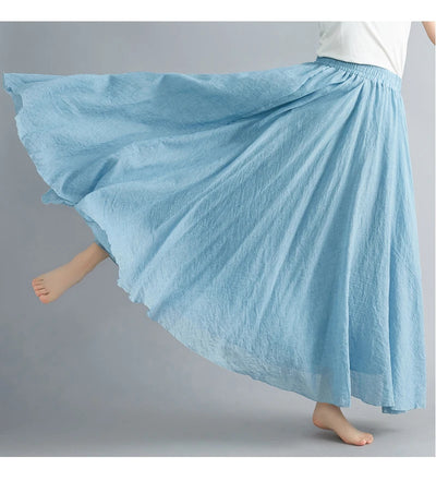 Fashion Cotton Linen Clothes Women Skirts Maxi Y2k Elegant Beach Saia Ropa Mujer Casual Vestido Boho Long Skirt Faldas Harajuku