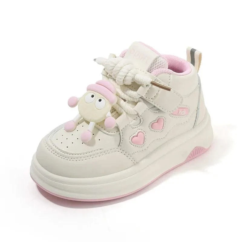 Children's Sports Shoes Spring Small White Shoes Cartoon High Top Casual Board Shoes Soft Sole Boys Girls Child Kids Daily Shoes
