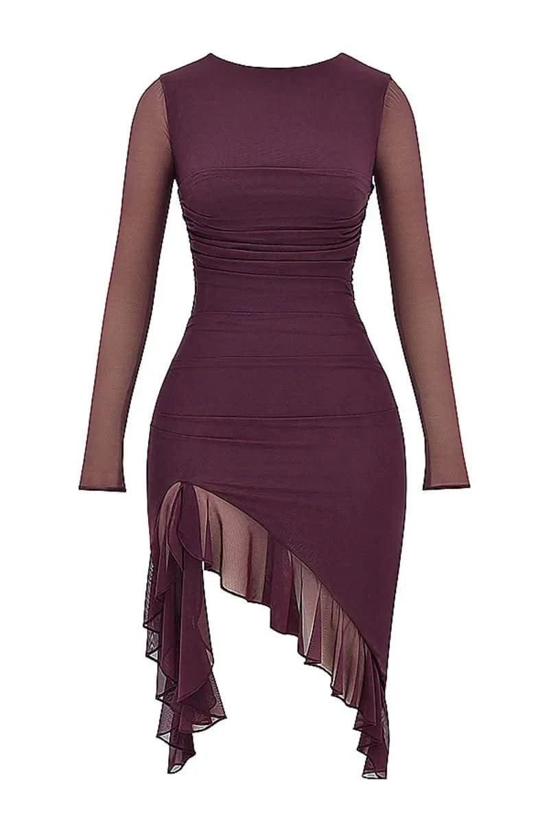 Ruffle Ruched Midi Dress For Women