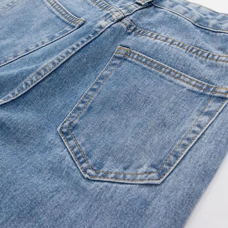 High-waist Plus-size Women Jeans Loose Small Person Straight Crotch Versatile Slimming Trousers Cotton Material