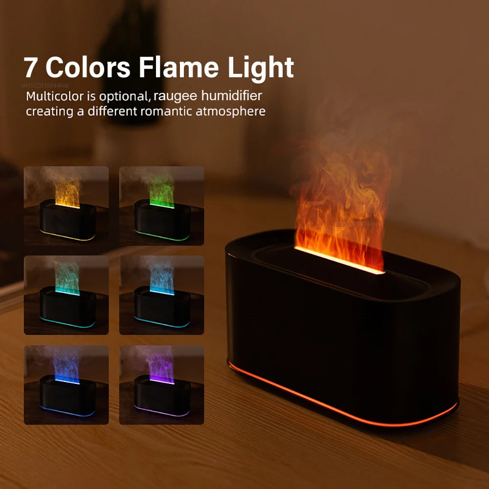 Air Aroma Humidifier USB Desktop Flame Humidifier for Home Mini Air Humidifier Fragrance Essential Oil Diffuser with Night Light