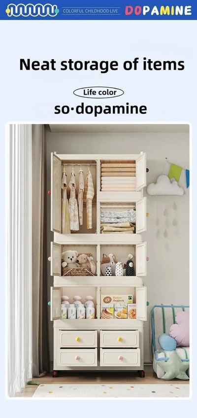 Home bedroom, children's storage cabinet, multi-layer snack cabinet, multifunctional large capacity dust-proof storage box