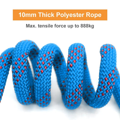 10mm Rock Climbing Rope 10M/20M/30M Outdoor Static Rapelling Rope for Fire Rescue Safety Escape Tree Climbing for Outdoor Sports