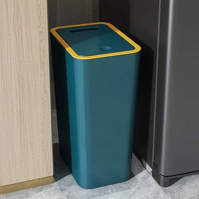Trash Can with Lid Semi Automatic Large Capacity Garbage Bin Toilet Living Kitchen Bedroom Press Plastics Trash Bin Home Items