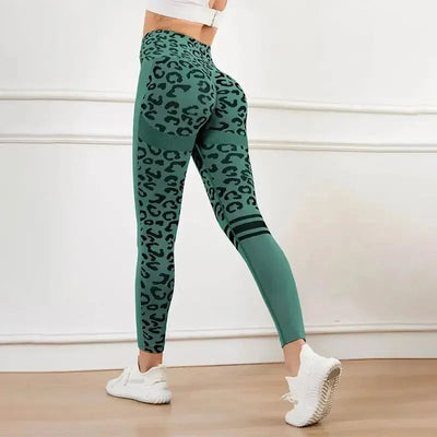 Yoga 9 Minute Pants High Waist Belly Stretch Tights Leopard Print Seamless Quick Drying Fitness Pants