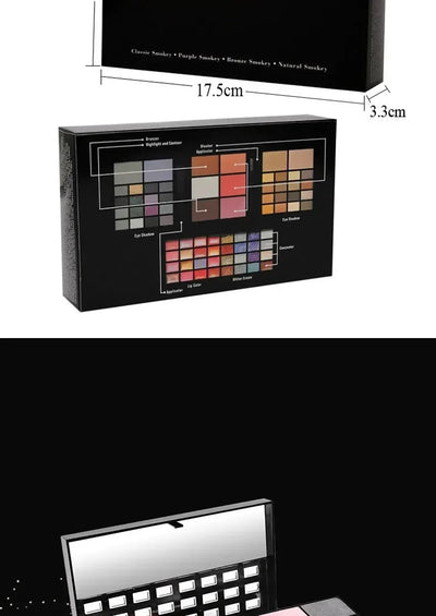 74 Colors Eyeshadow Lip Gloss Pearlescent Matte Concealer Flash Lipstick Women Cosmetics Professional Gift Box Christmas Makeup