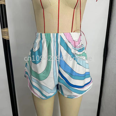 Luxury Design Women's Blue Scarf Swimsuit Designer Brand Lady Beach Swimswear
