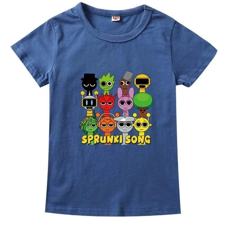 Camisas Sprunki Incredibox Figuras Kids Game Sprunky Tshirt Boys Short Sleeve Tops Girls Cartoon Clothes Children Summer Clothes