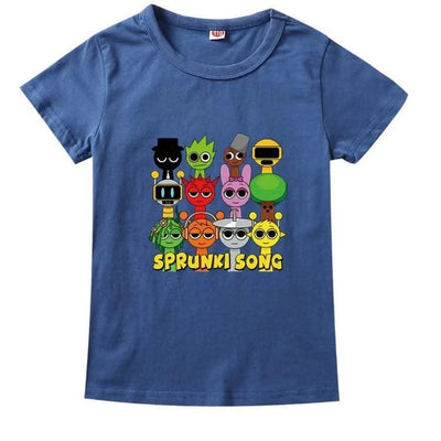Camisas Sprunki Incredibox Figuras Kids Game Sprunky Tshirt Boys Short Sleeve Tops Girls Cartoon Clothes Children Summer Clothes