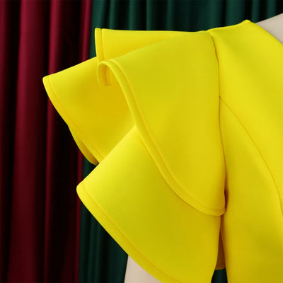 Elegant Party Dresses for Women V Neck Ruffles Sleeve High Waisted A Line Mid Calf Luxury Birthday Dinner Vestidos Mujer Dress
