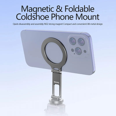 Magnetic Magsafe Phone Holder Mount Folding Metal Cold Shoe Phone Holder for IOS Android DSLR Camera Monitor Tripod