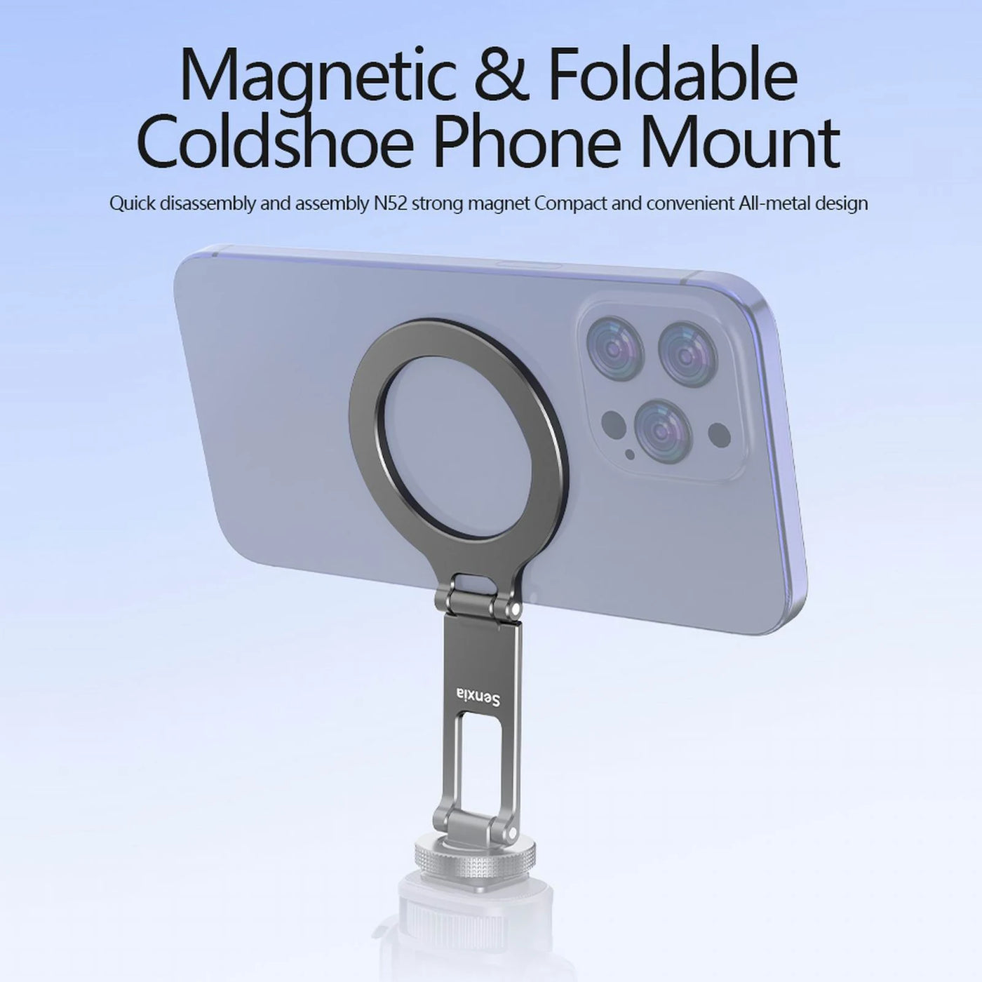 Magnetic Magsafe Phone Holder Mount Folding Cold Shoe Metal Phone Holder Horizontal Vertical Shooting for Camera Monitor Tripod