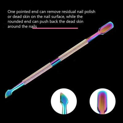2-Ways Stainless Steel Cuticle Pusher Dead Skin Remover for Pedicure Manicure, Nail Care Cleaner Tool