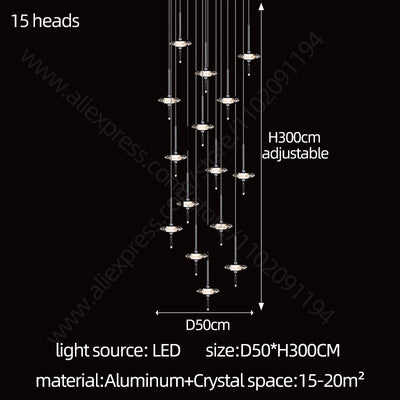 Led Chandelier Home Decoration Lighting Hanging Lamps Living Room Indoor Gloss Island Kitchen Lamps Chrome Staircase Chandelier