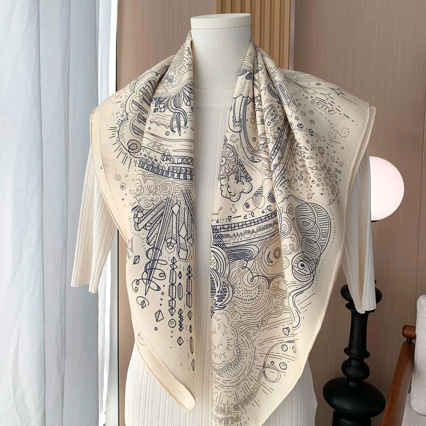 100% Real Silk Scarf Shawl Large Head Scarves Hijab for Hair Wrapping 90cm