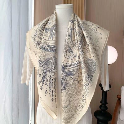 100% Real Silk Scarf Shawl Large Head Scarves Hijab for Hair Wrapping 90cm