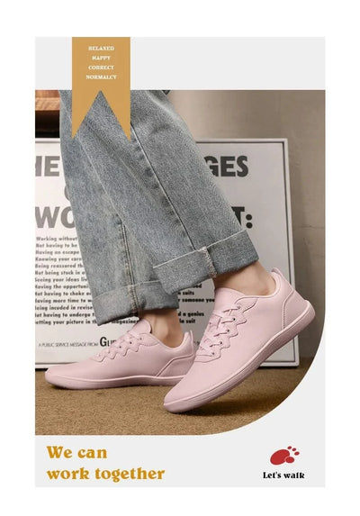 Women Shoes Wide Barefoot Shoes for Women Minimalist Split Leather Casual Shoes Comfortable Pink White Shoes Walking Sneakers